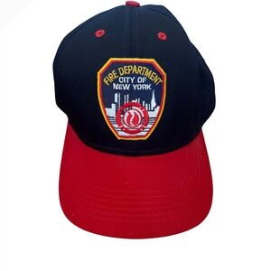 Vintage‎ Y2K FDNY Fire Department New York City Hat Navy Red Cap Made USA